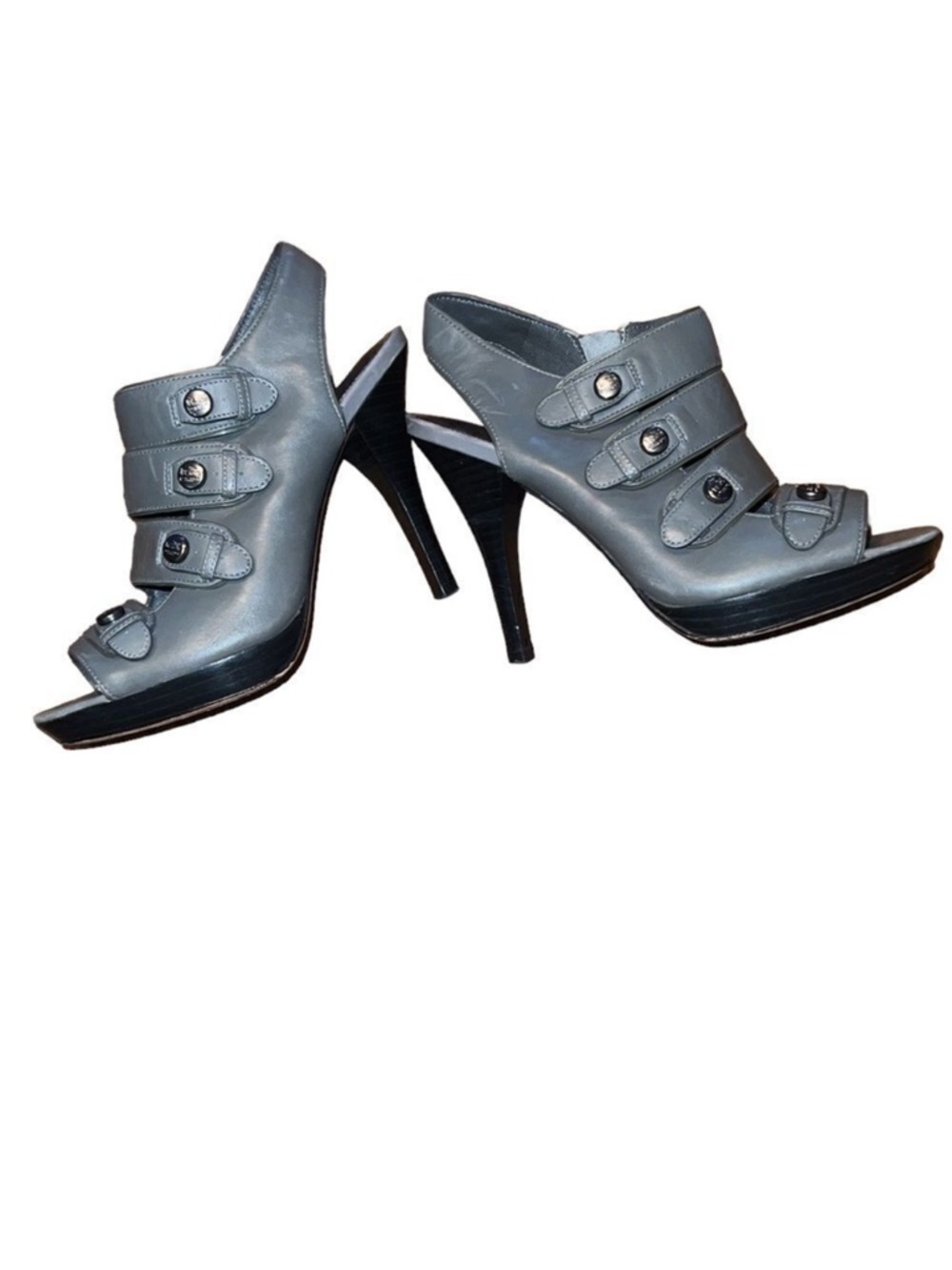 COACH Gray Super Sexy Open-Toe Heel Mules only worn twice